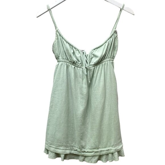 PRINCESS POLLY Top Size 6 Green Rayon Linen Boho Cami Flowy Tank - Picture 1 of 8